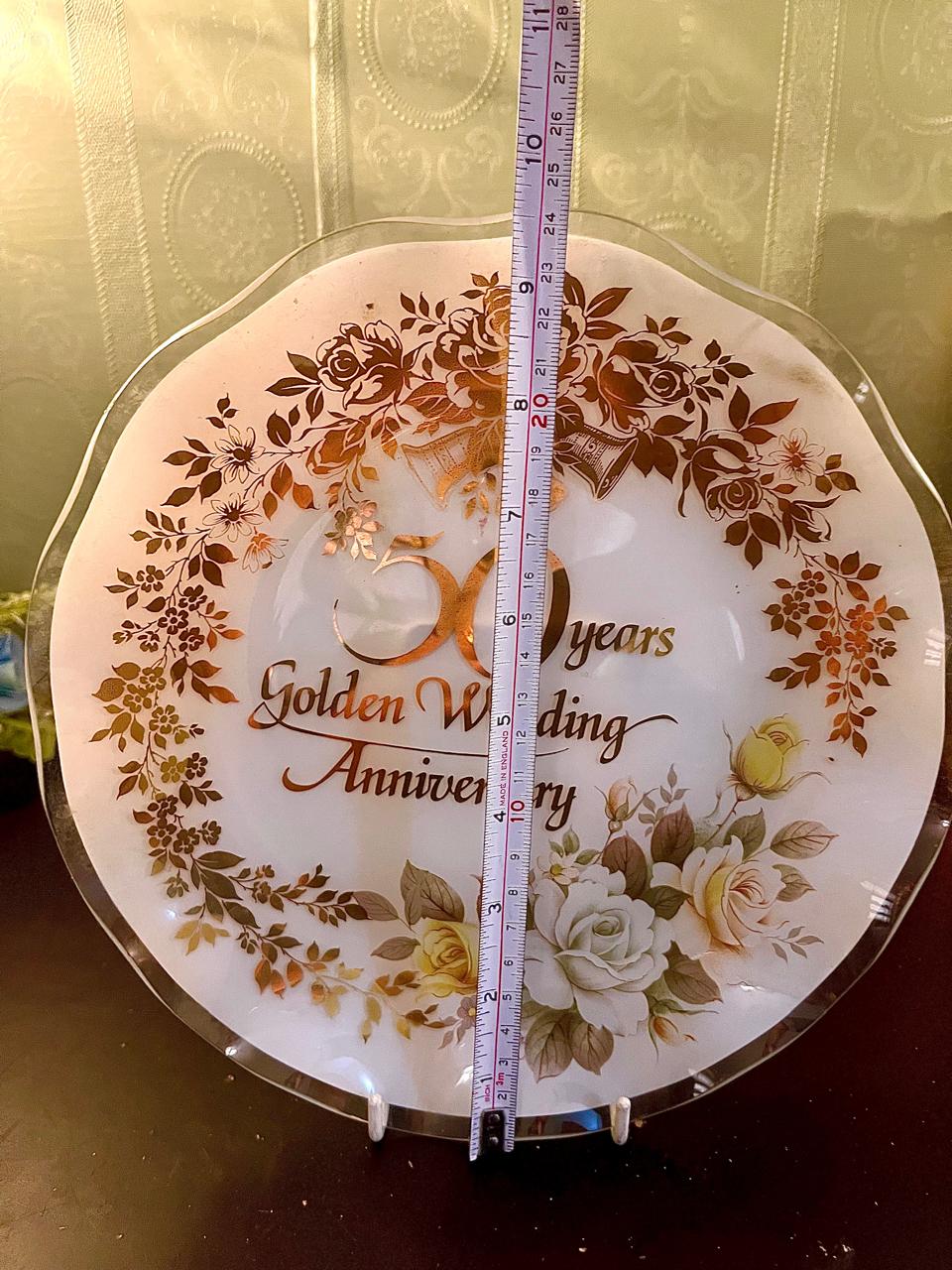 50th Golden Wedding Anniversary Plate 10 Inch