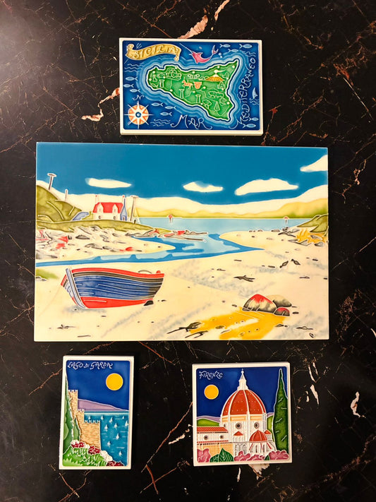 Decorative Ceramic Travel Plaques – Hand-Painted with Scenic Views of Italy