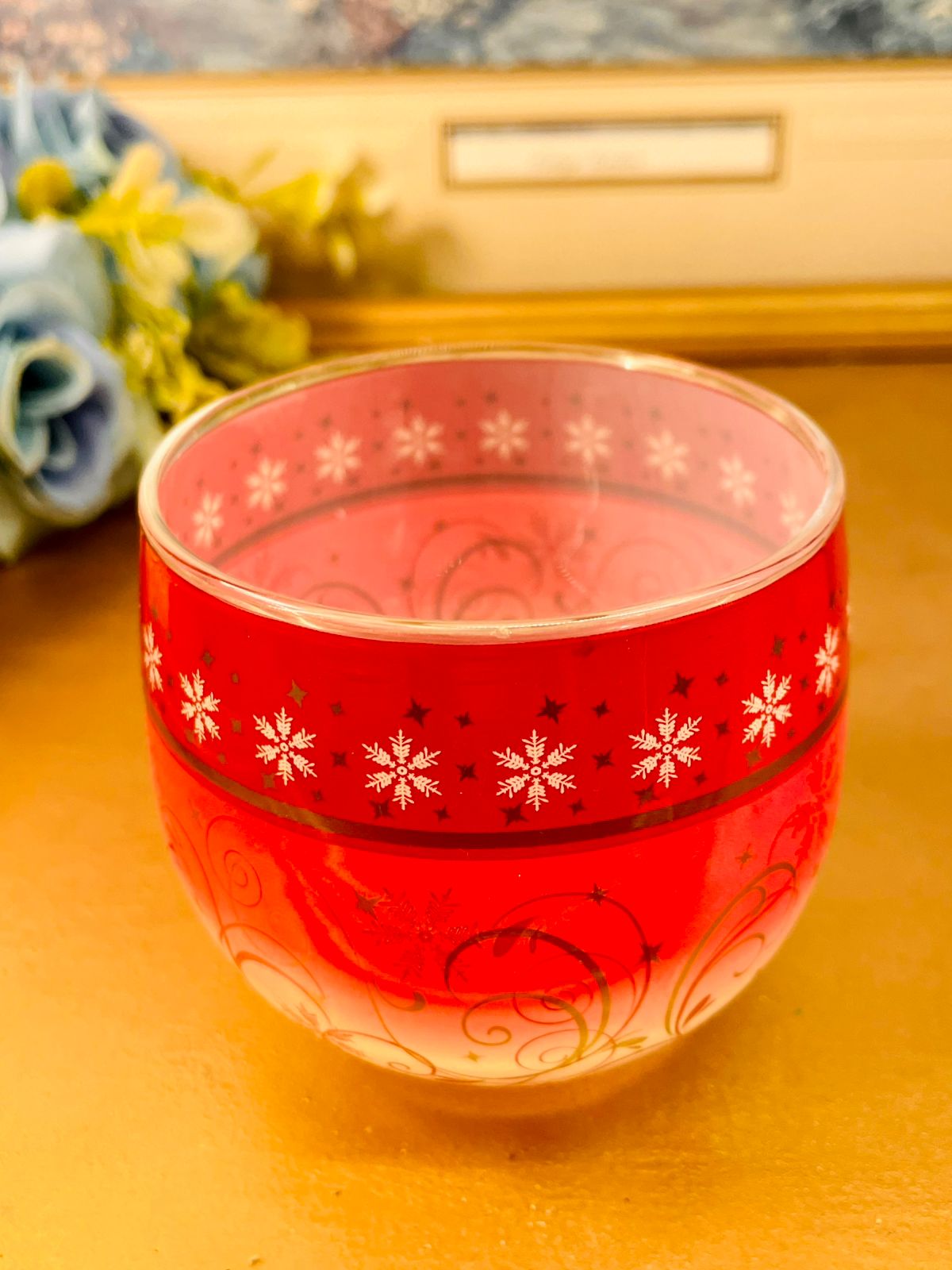 Glade Red Frosted Glass Candle Holder