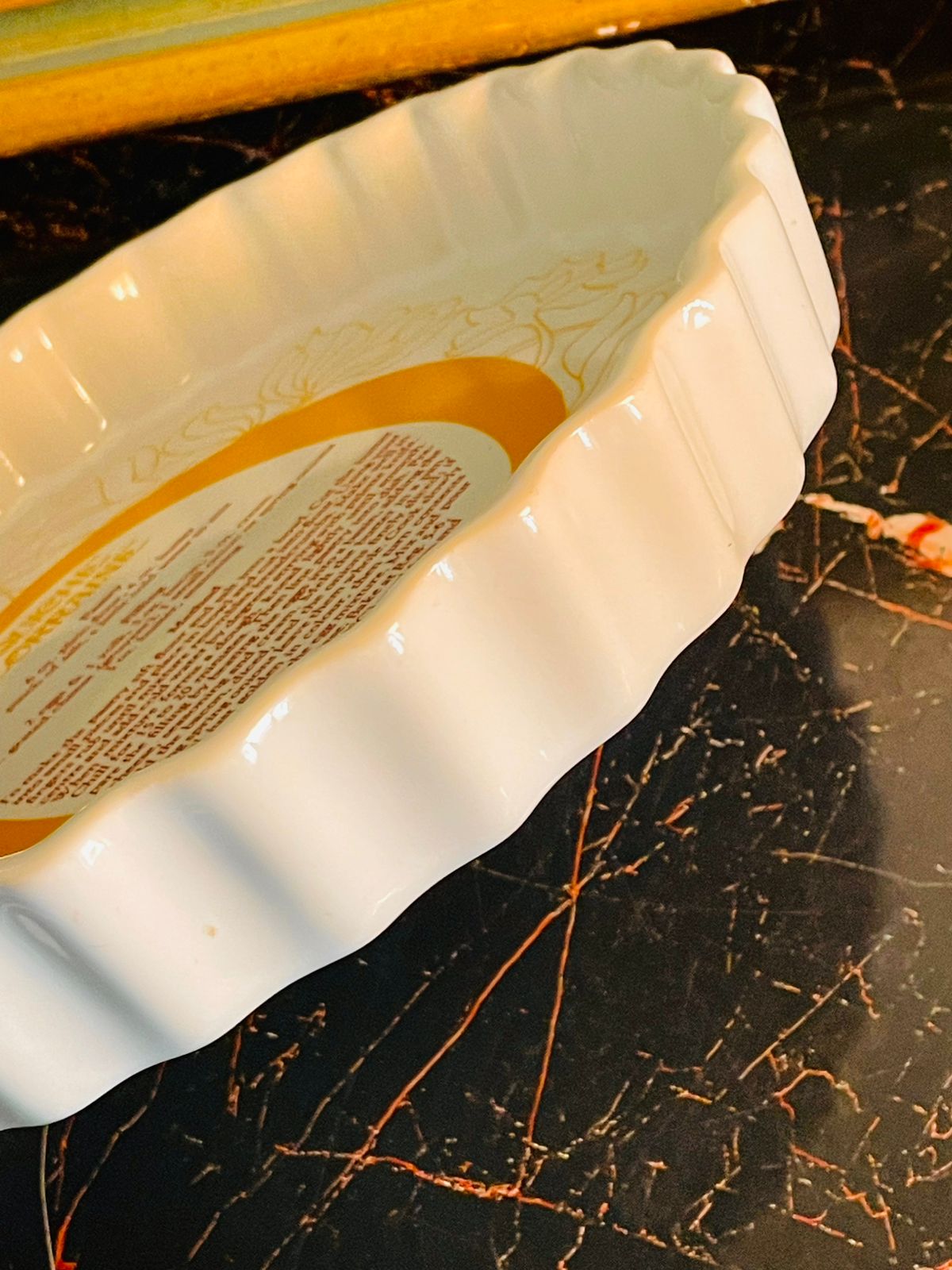 Vintage Quiche Lorraine Recipe Pie Dish – Ceramic Fluted Baking Plate