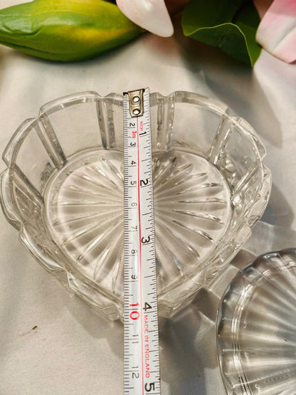Clear Crystal Heart-Shaped Lidded Trinket Dish 4 in