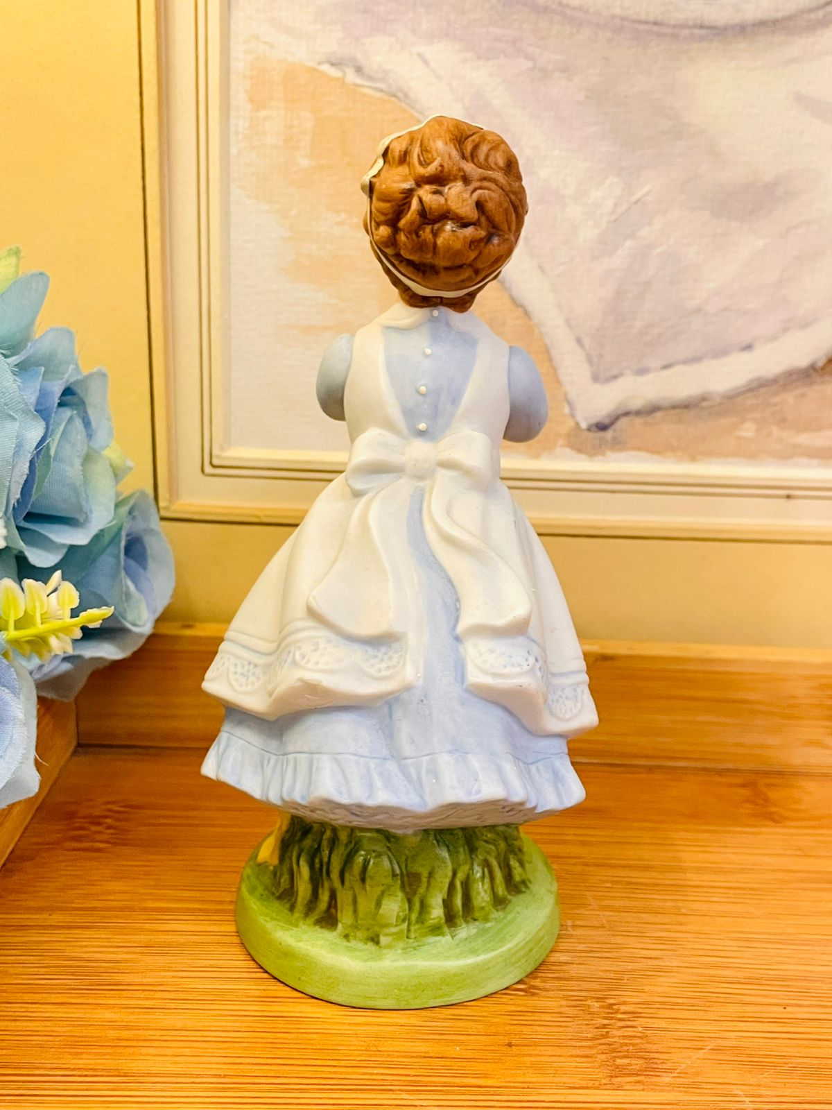 Vintage Avon Porcelain Figurine - Handcrafted Girl in Blue Dress - 1982
