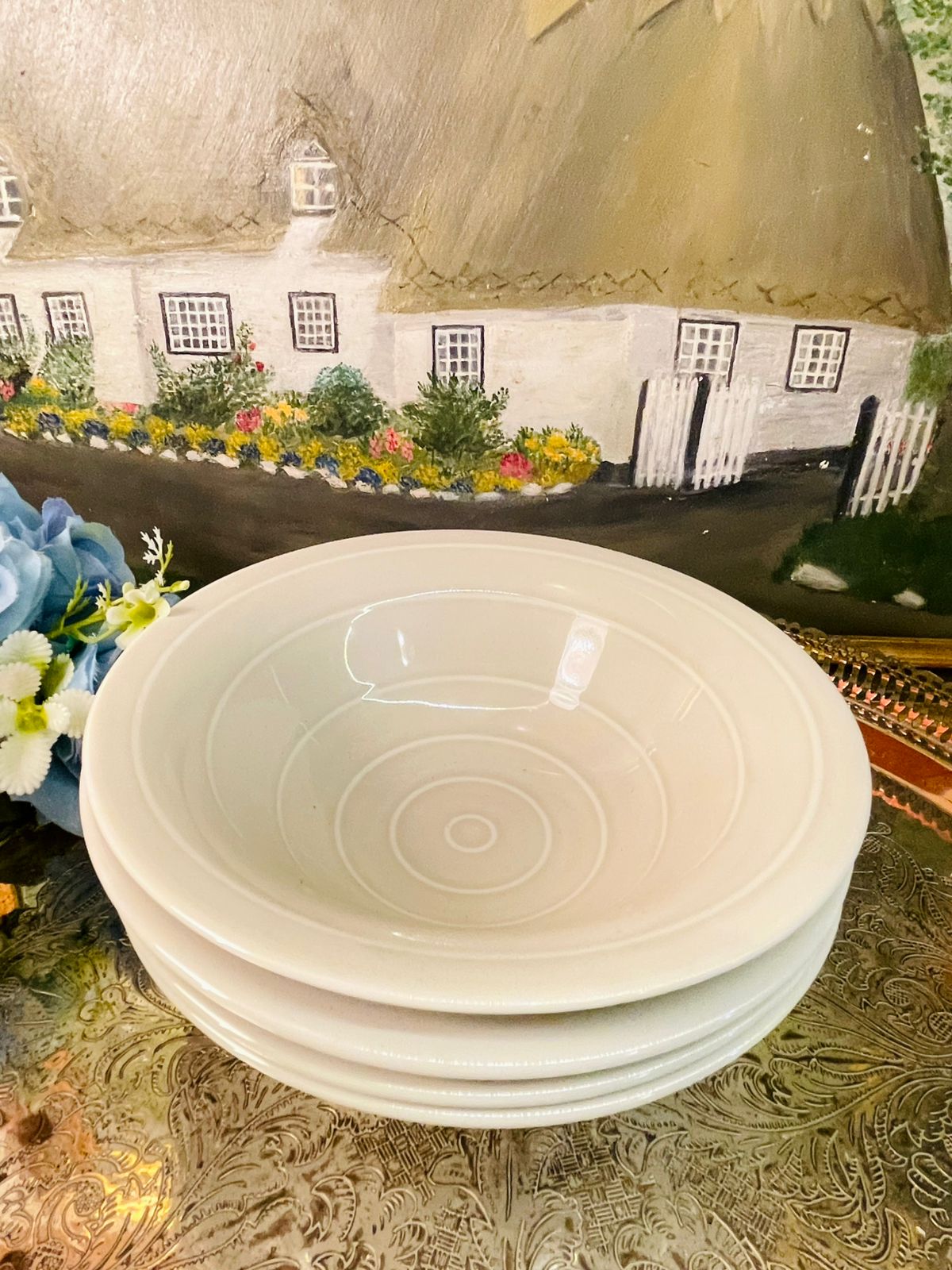 Vintage IKEA White Ceramic bowls – 6in, 4 Pieces