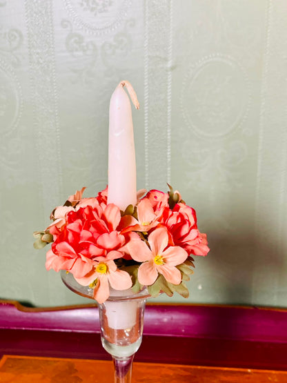 Vintage Clear Crystal Floral Candle Holder – 10 Inch
