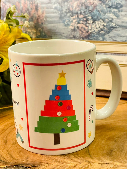 Personalised Christmas Nanny Mug | Festive Tree Ceramic Cup