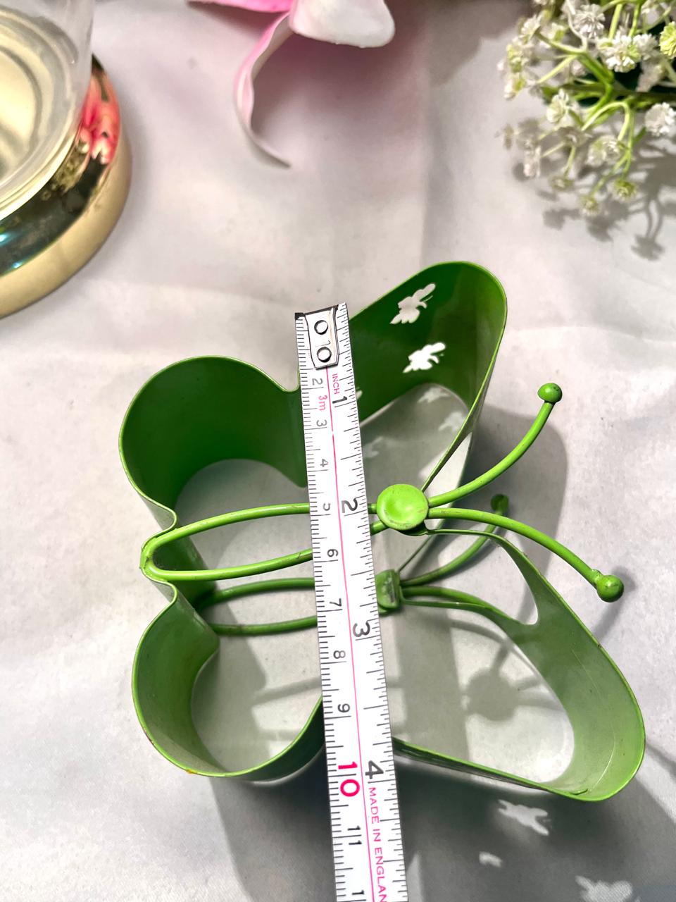 Green Metal Butterfly Decorative Holder 4 Inch