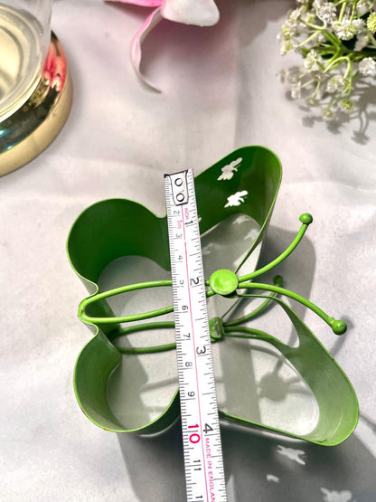 Green Metal Butterfly Decorative Holder 4 Inch