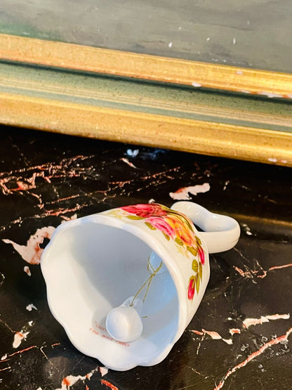 Fine Bone China Heart Handle Bell – Vintage Rose Floral Design