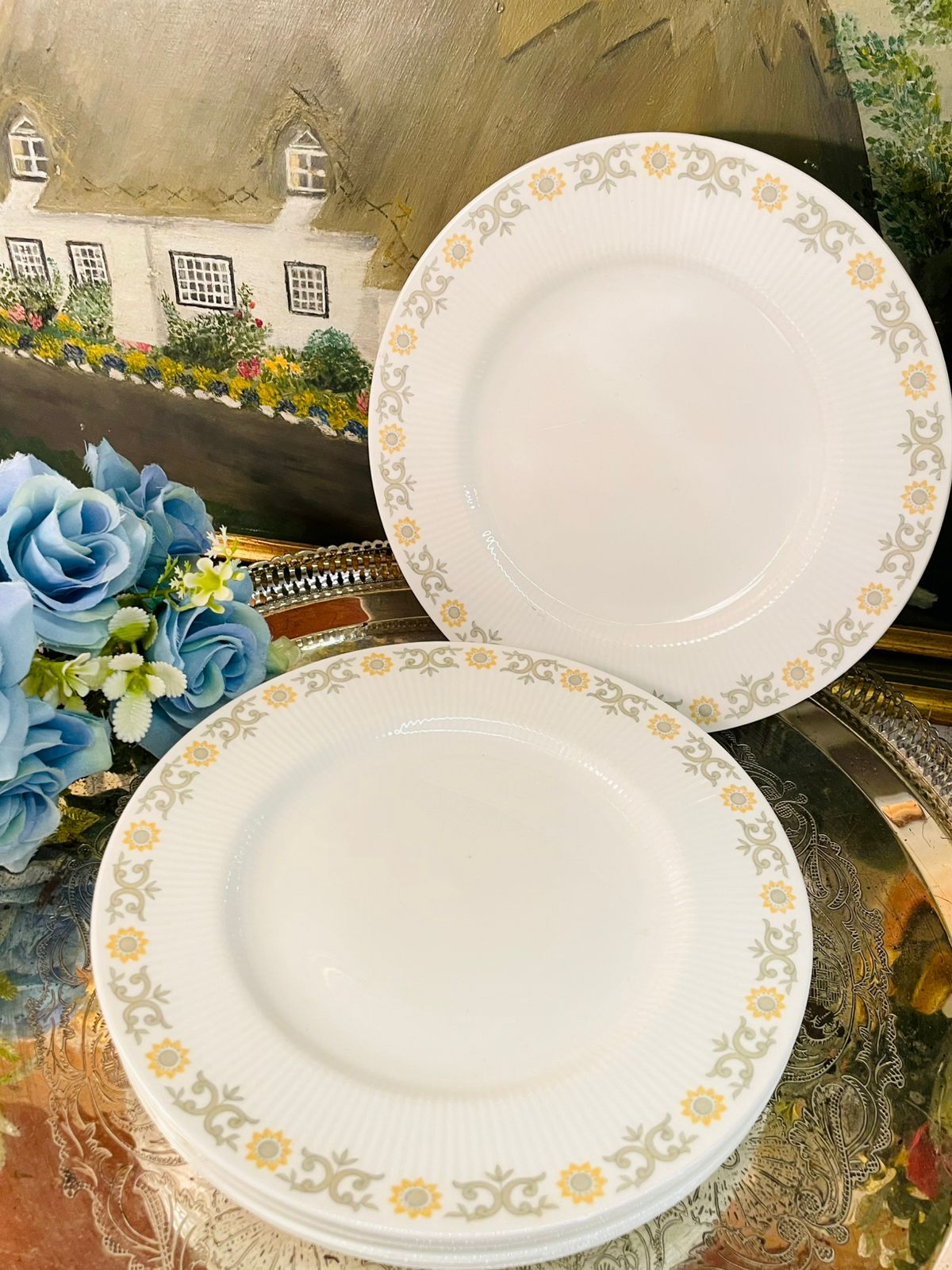 Vintage Paragon English Bone China Medium Plates – 5-Piece Set