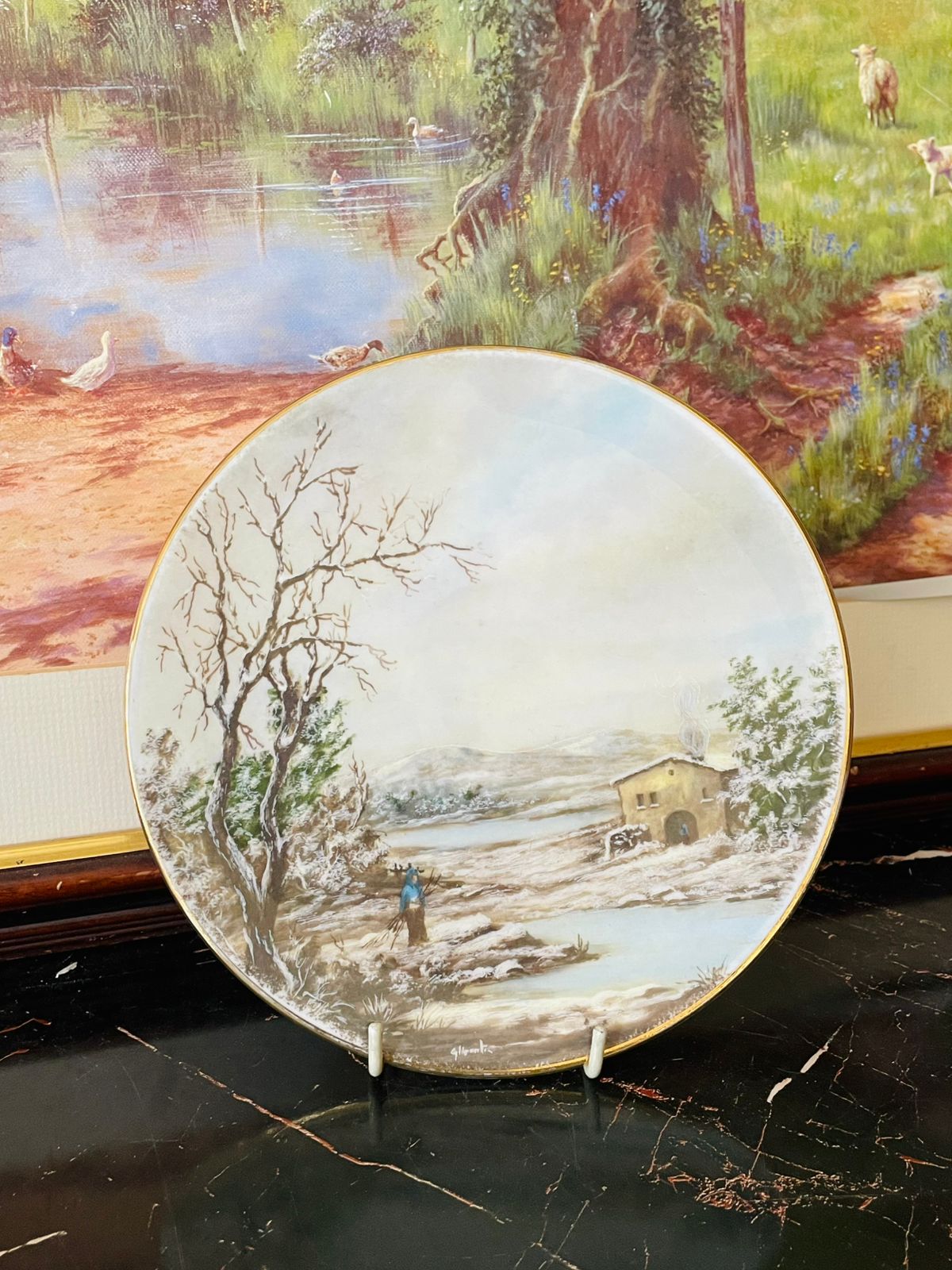 Royal Grafton plate, Rural Life Series plate, Winter Days plate, English bone china collectible, vintage Royal Grafton England, decorative plate set England, seasonal collector plates, fine bone china art plate, English countryside plate, thrift vintage decor