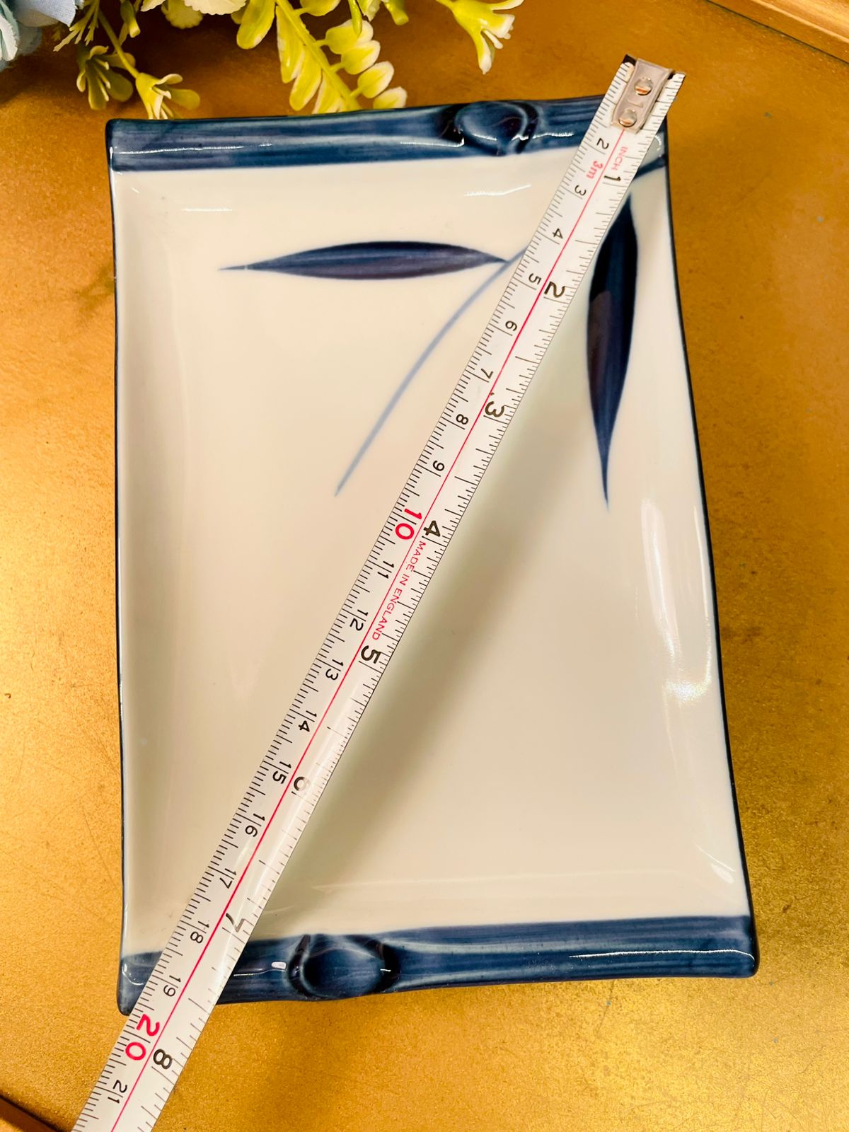 Vintage Blue & White Ceramic Serving Tray Set