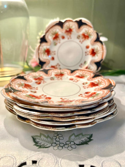 Vintage Floral Scalloped Plates 7 Inch – Set of 6
