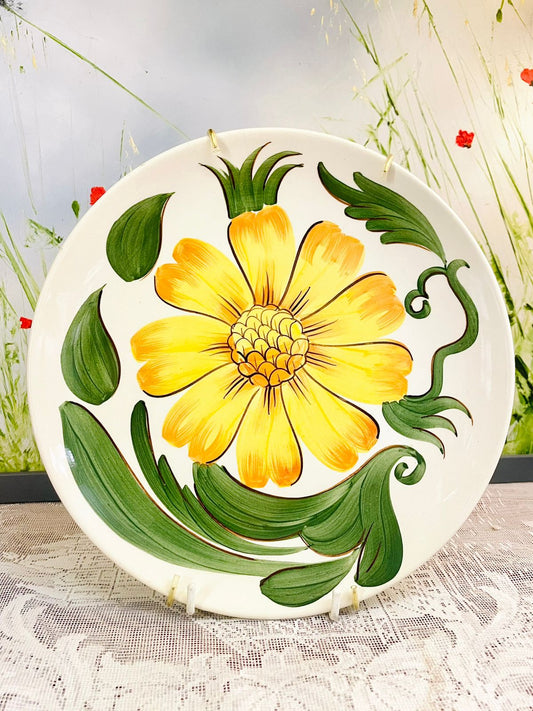 Vintage Wade Yellow Floral Decorative Wall Plate 9.5 inch