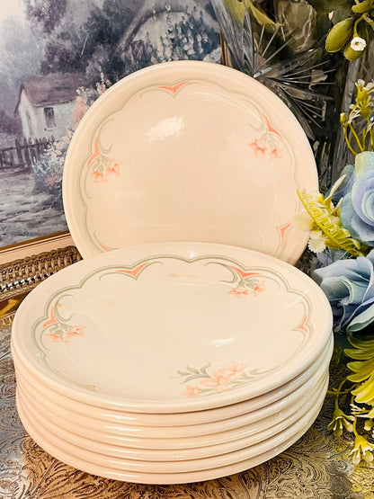 Biltons England Vintage  8 Floral Plates Set Cream