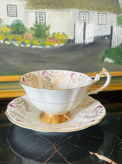 Queen Anne Fine Bone China Floral Cup & Saucer – Made in England