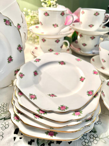 Vintage Pink Rose Tea Set with Gold Trim England