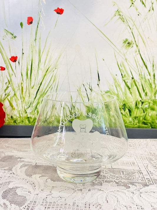 Vintage Etched Dental Association Brandy Glass