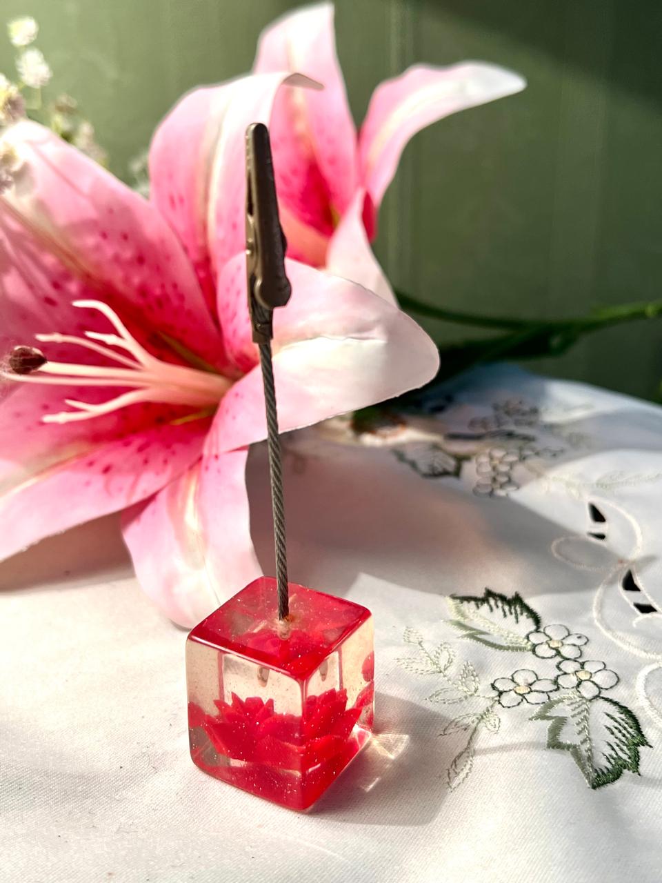 Vintage Red Resin Photo Clip / Memo Holder Approx. 12 cm