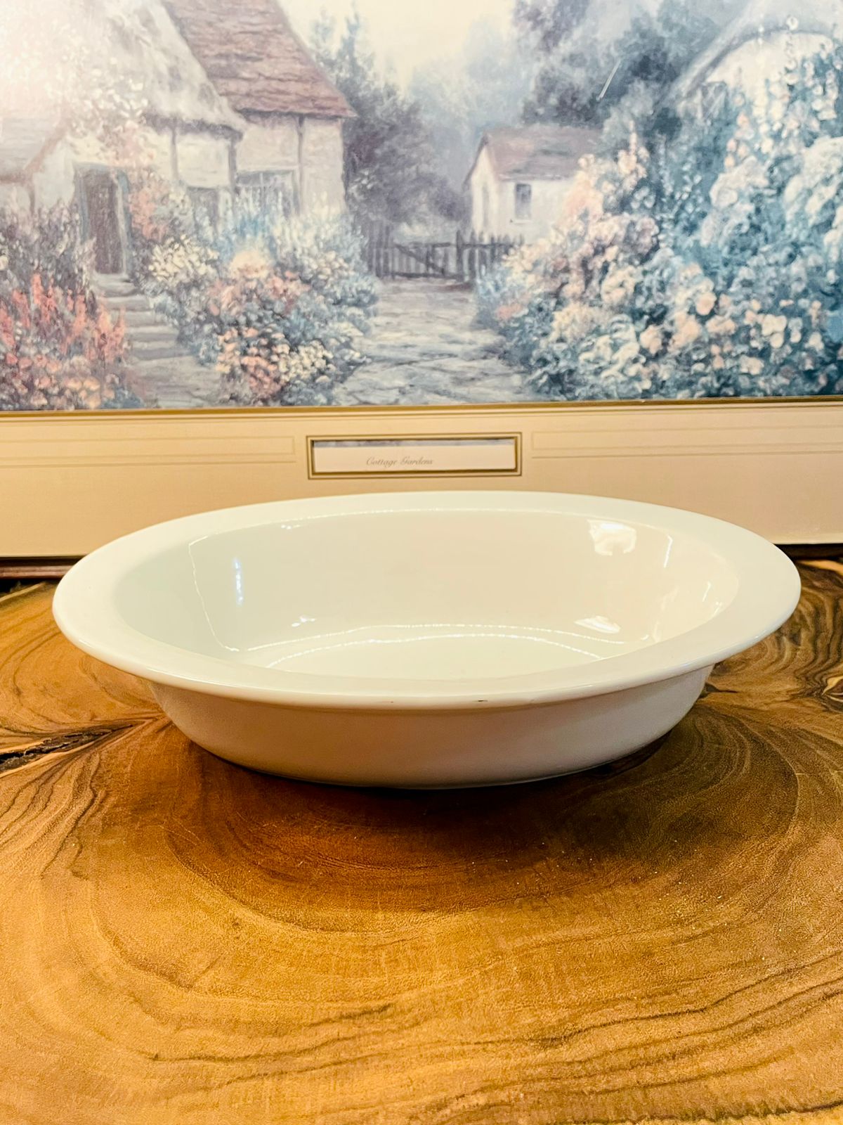 White Porcelain Oval Serving Bowl | Minimal Vintage Tableware