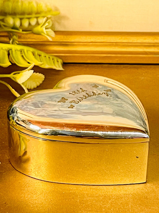 18th Birthday Silver Heart Trinket Box Keepsake Gift