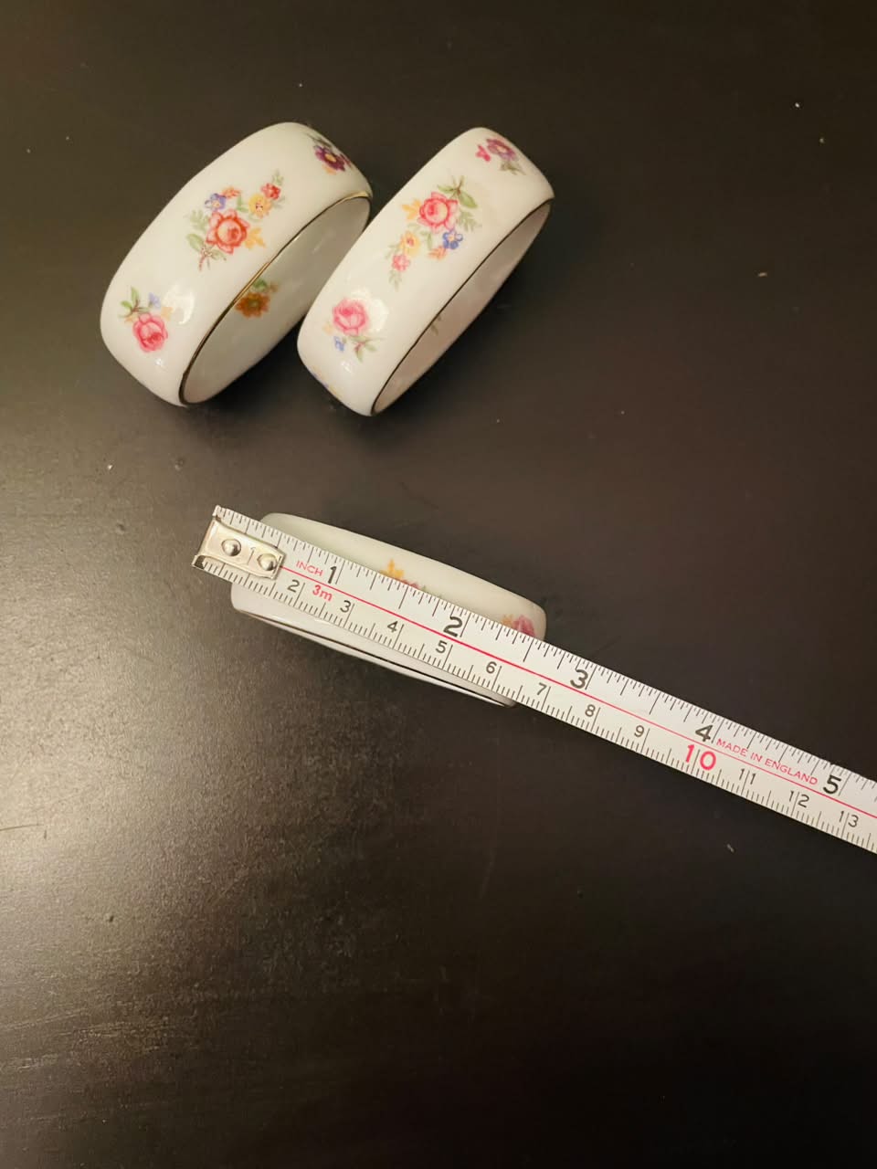 Set of 3 Floral Bone China Napkin Rings