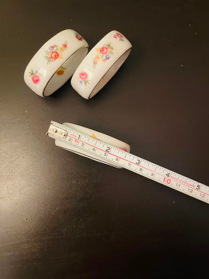 Set of 3 Floral Bone China Napkin Rings