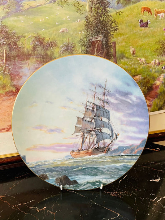 Royal Doulton collectors plate, Journey’s End plate, John Stobart Royal Doulton, nautical collectible plate, limited edition bone china plate, vintage Royal Doulton 1984, sailing ship wall plate, Royal Doulton marine series, rare Royal Doulton collectors international