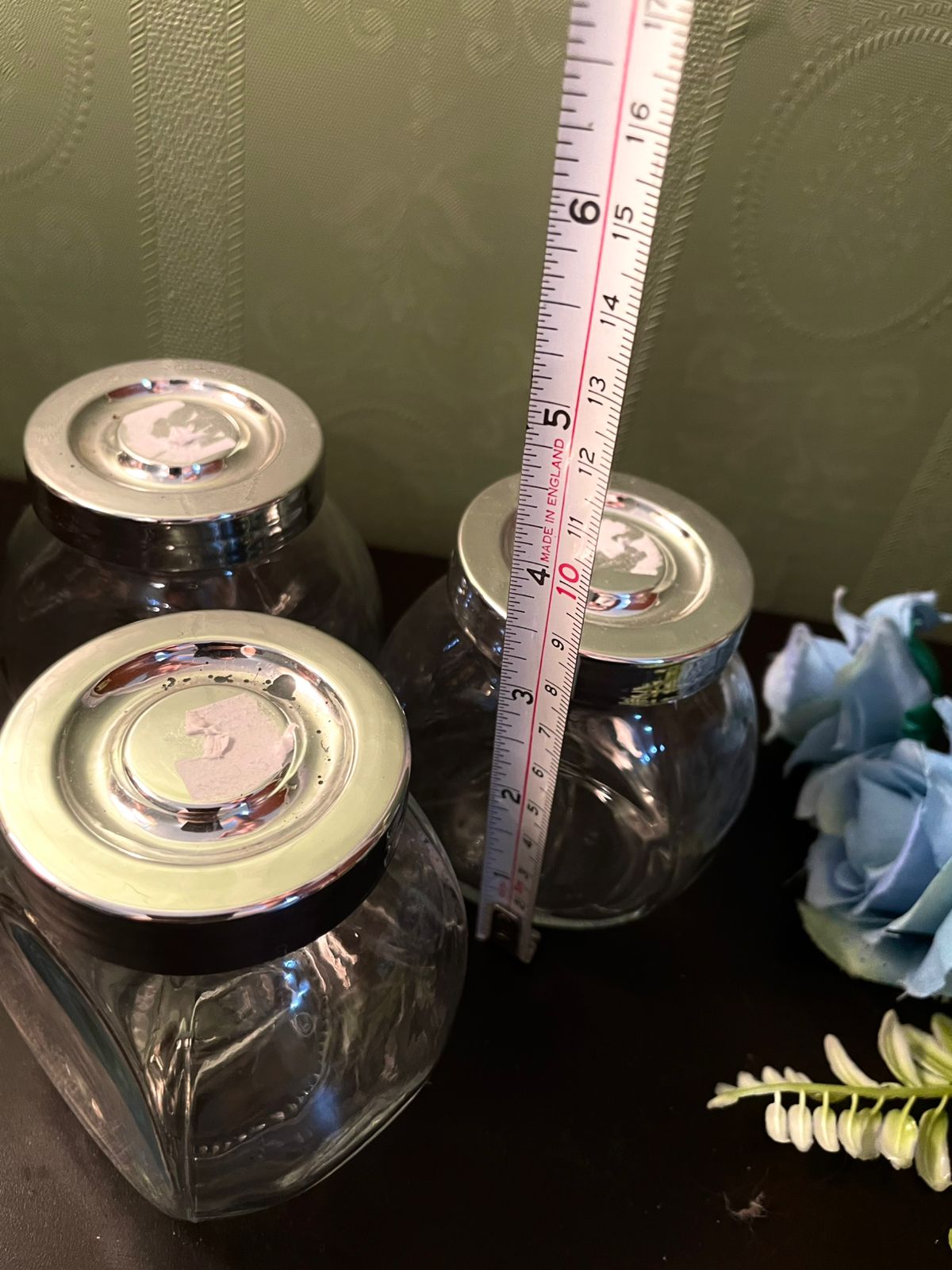 IKEA Glass Storage Jars with Silver Lids Set of 3
