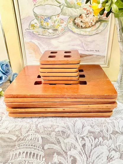 Handcrafted Wooden Coaster Set – Natural Wood Trivets