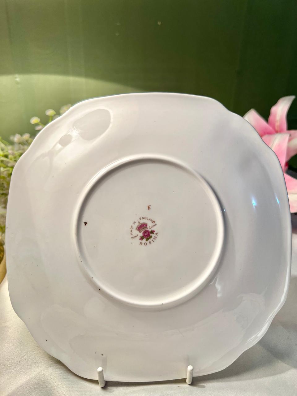 Rosina Pink Rose Bone China Cake Plater– 8 Inch