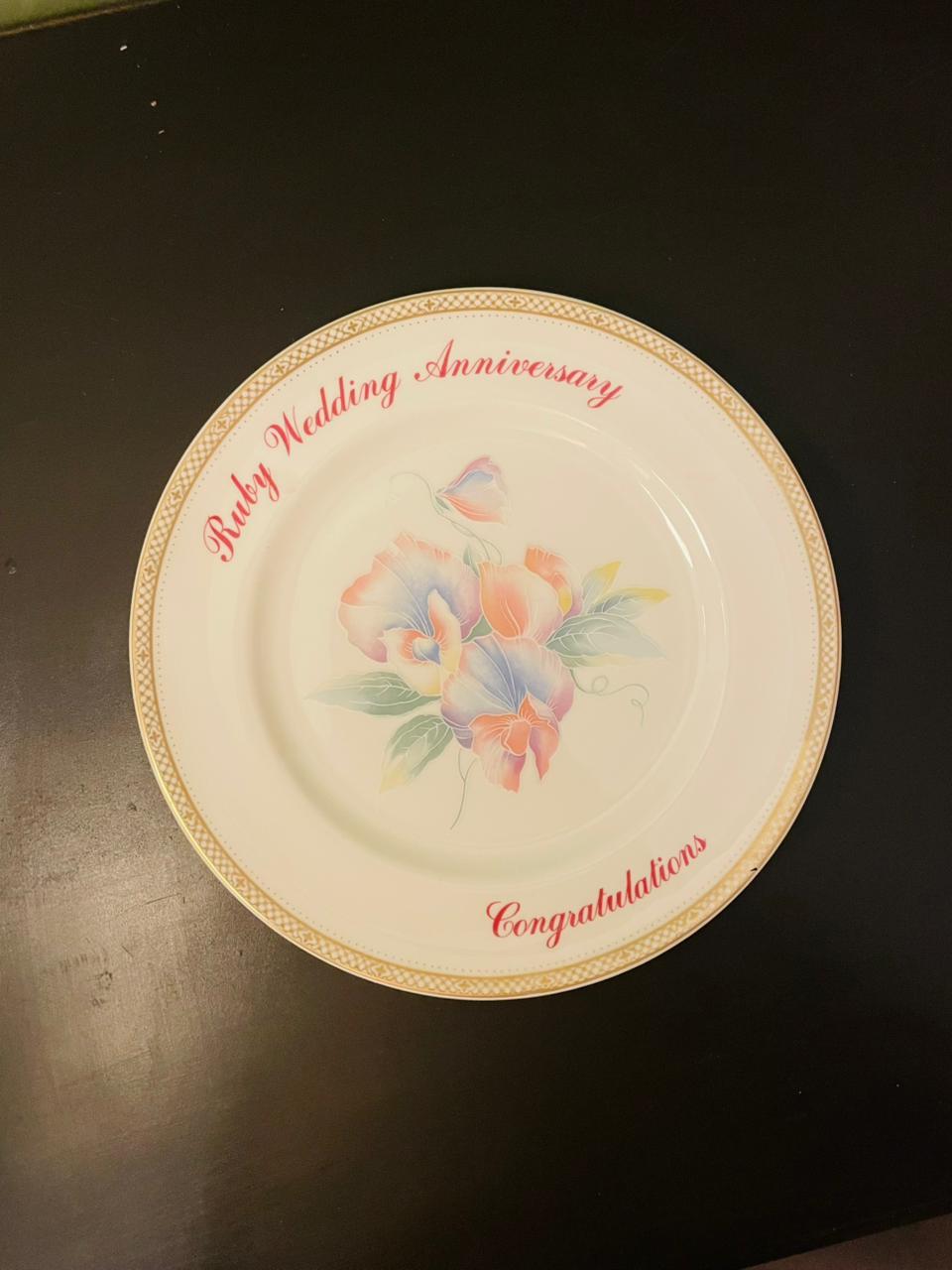 Aynsley Ruby Wedding Anniversary Plate 8" England