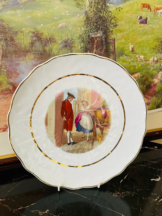 vintage bone china plate, collectible London plate England, decorative wall plate UK, Victorian couple china plate, fine bone china England, rare thrift finds, European vintage collection, antique English decor, London collectible porcelain, timeless vintage crockery