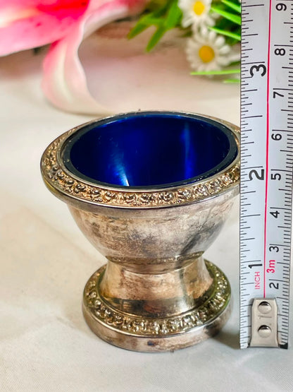 Silver-Tone Egg Cup with Blue Interior – 6 cm