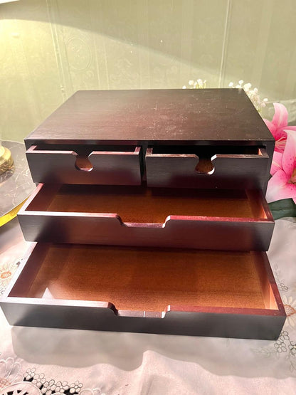 Dark Wood Two-Drawer Desk Organizer / Document Tray 30 cm