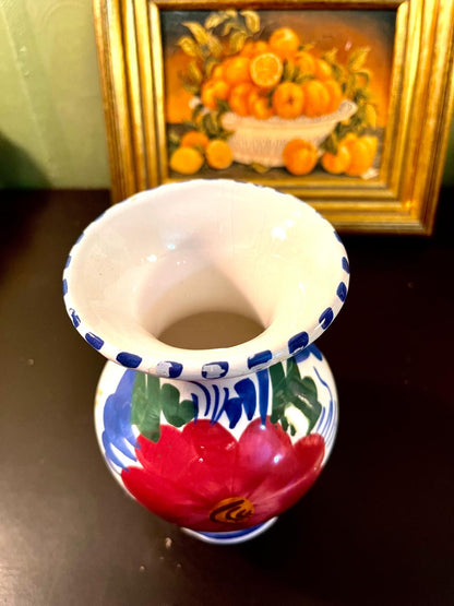 7 Inch Hand-Painted Floral Ceramic Vase – Artisan Pottery Flower Vase