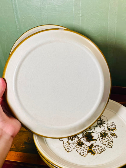 Vintage English Stoneware Floral Dinner Plates 10" – Set of 6