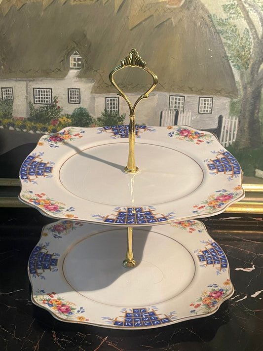 vintagecakestand, royalstaffordshire, ajwilkinsonengland, englishchina, floralteaset, twotierstand, teatimepakistan, vintagehomepakistan, sunsetkitchen, cottagecoredecor, desserttable, elegantserveware, vintagecollection, englandpottery, sunsetshop
