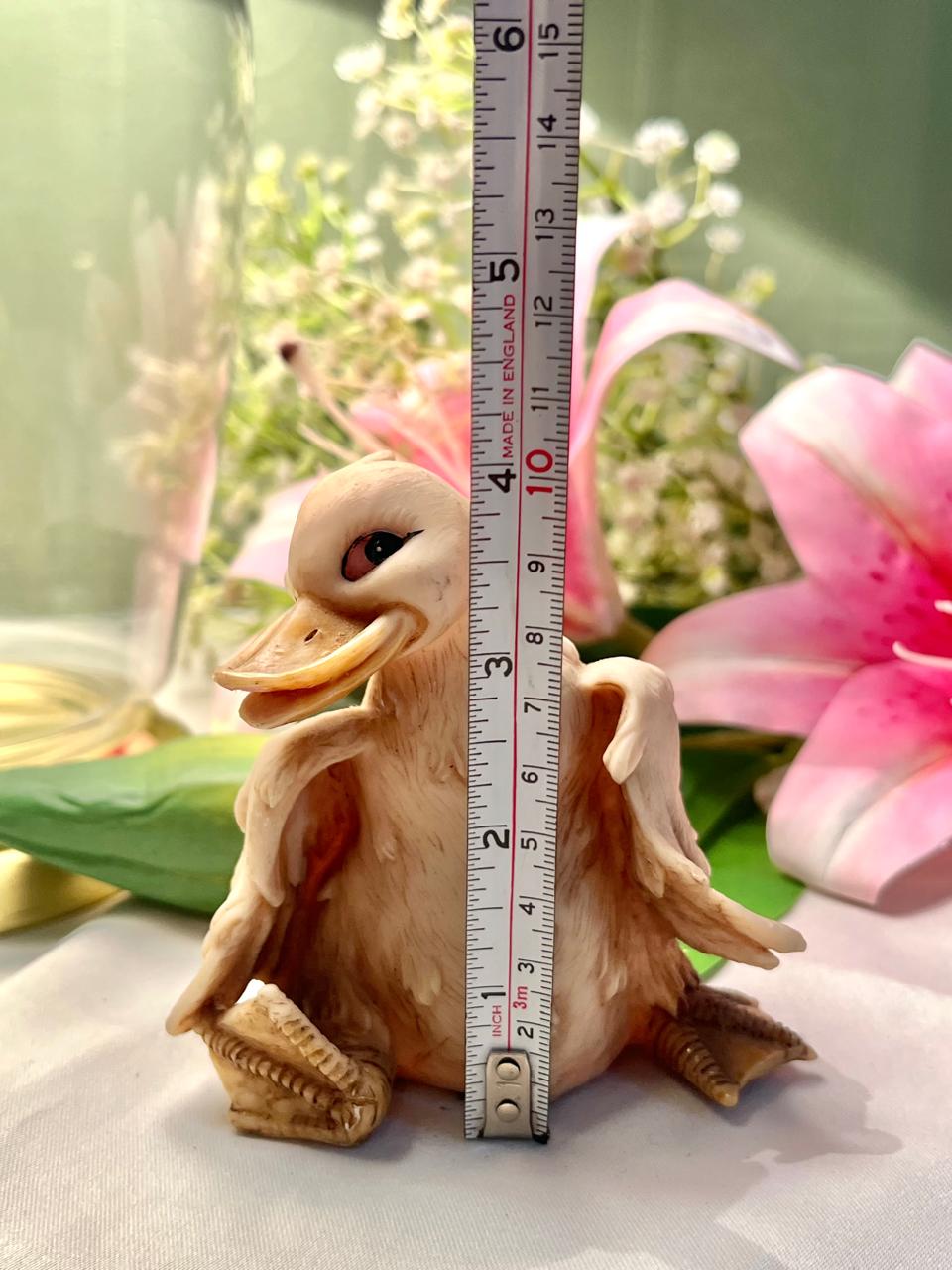 Quirky Duck Figurine – Sitting Duck Ornament with Expressive Face, Approx. 9 cm