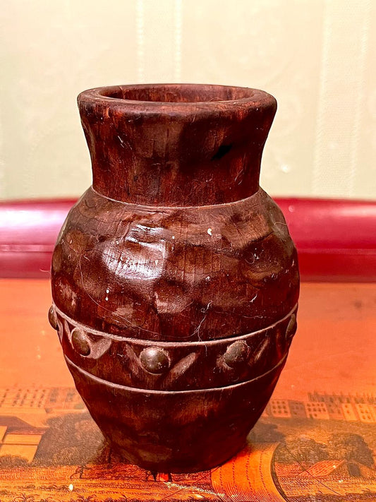 Vintage Rustic Brown Ceramic Vase | 5 Inch Decorative Pottery Vase
