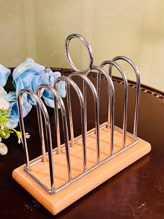 Bamboo Toast Rack with Metal Frame – 6 Slot Bread Holder