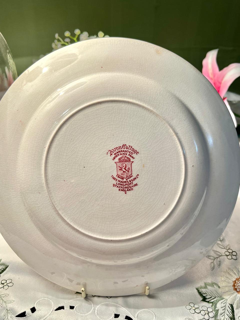 Avon Cottage Red Transferware Wall Plate – 10 in