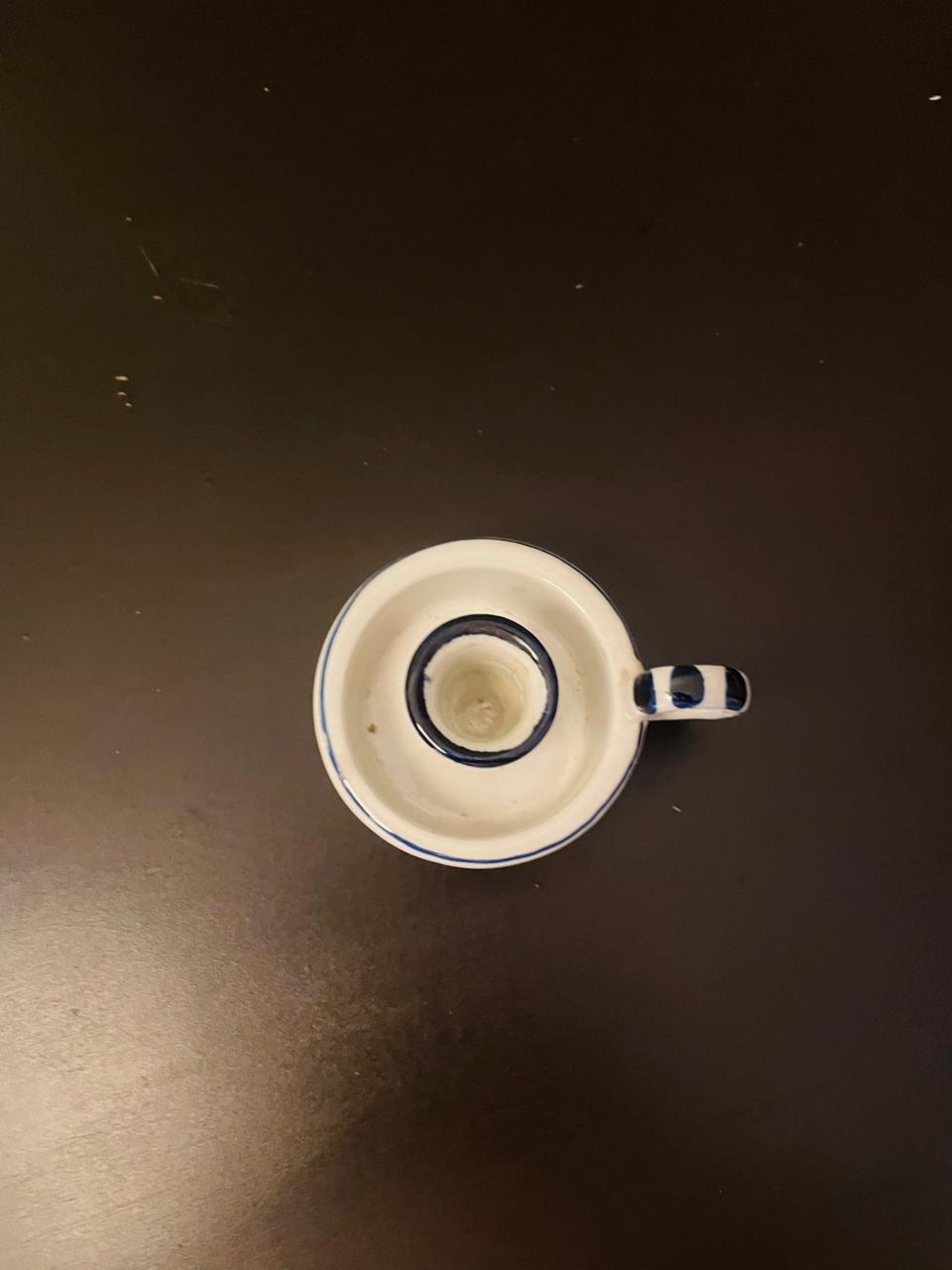 Hand Painted Blue White Ceramic Candle Holder 3 Inch
