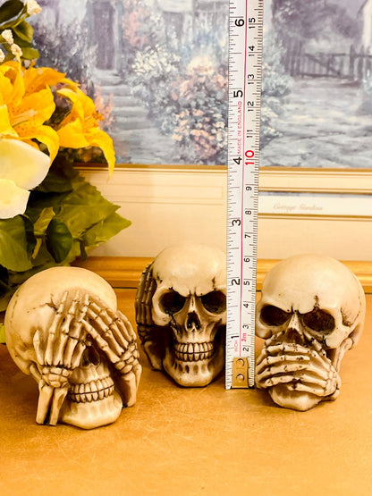 2.5 inches Three Wise Skulls Ornament Set Gothic Home Decor
