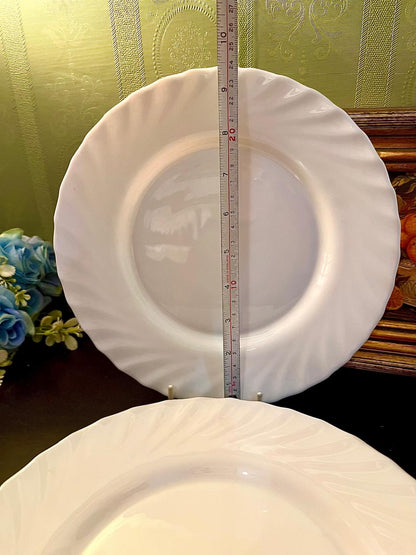 Set of 4 White Swirl Dinner Plates – Ceramic Tableware