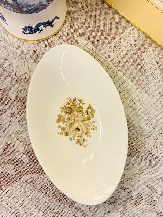 Vintage Bavaria Oval Serving Dish — 9 inch Floral Porcelain Bowl
