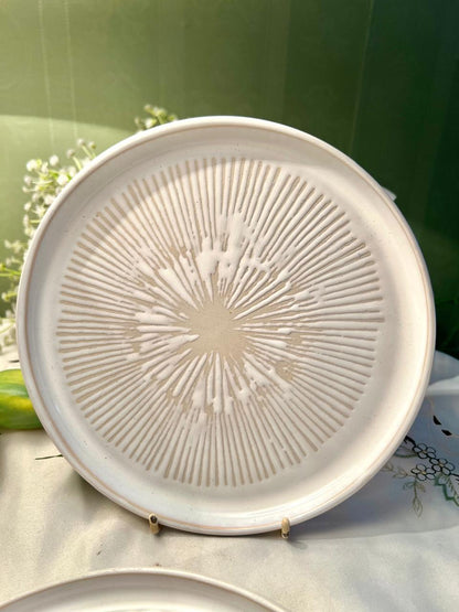 White Textured Ceramic Plates – 2 Piece Set, 8 Inch