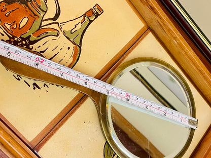 Vintage Vanity Dressing Table Set – Mirror & Two Brushes (Pink Guilloché Style Backing)