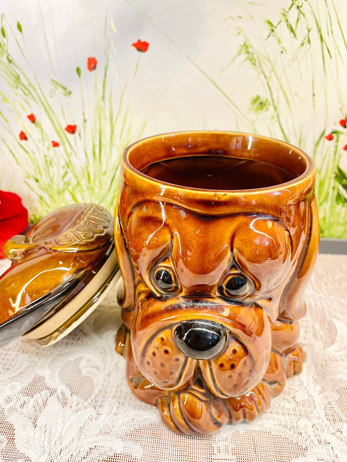 Vintage Dog Biscuit Jar Made in England