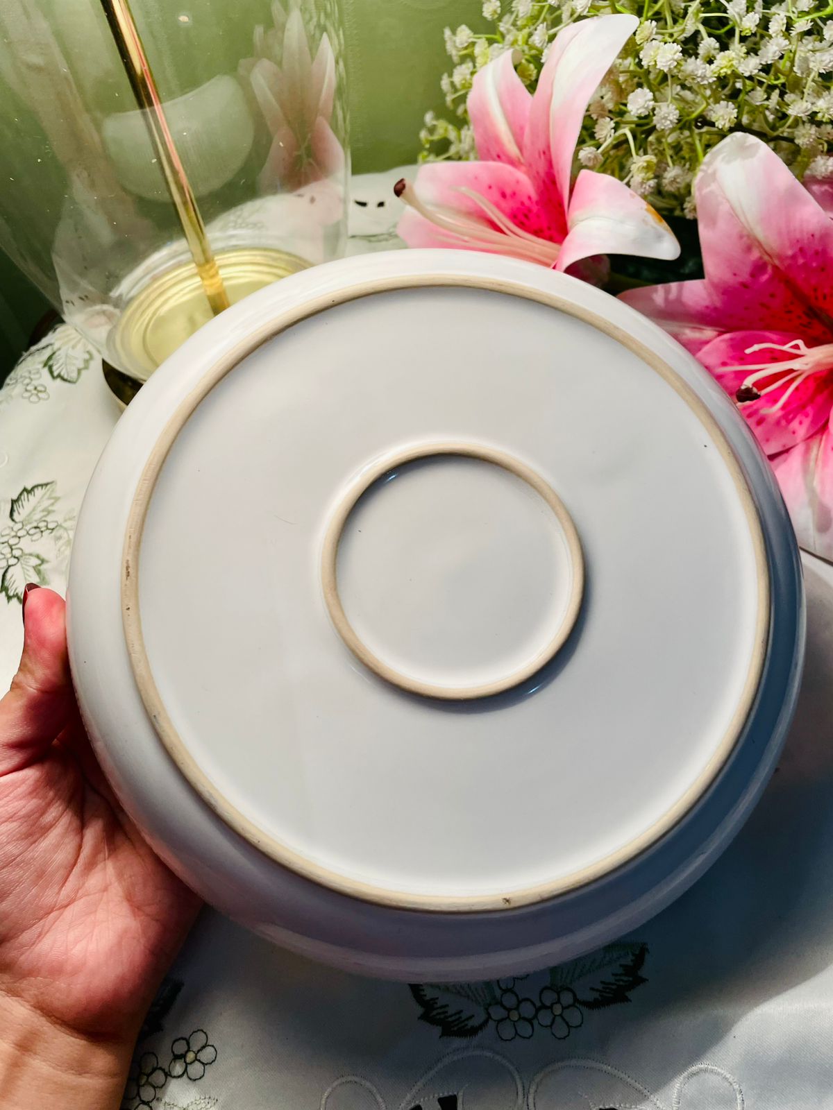 Vintage White Ceramic Oven-Safe Pie Dish Approx. 23 cm