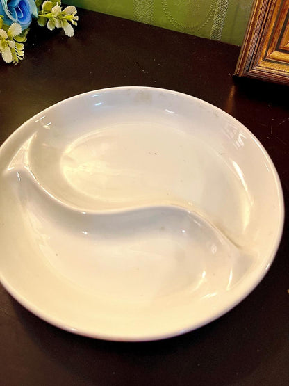 White Ceramic Divided Serving Dish – 3 Section Appetizer Bowl